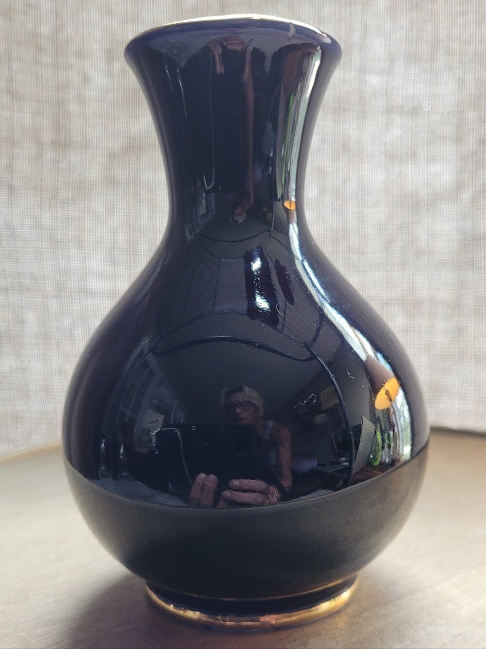 Lomonosov cobalt blue vase . Gold Rim And Base. Made In USSR.